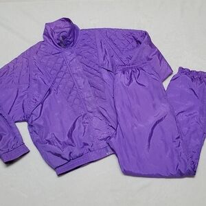 Vintage 90s Casual Isle Purple Full-zip Jacket High Rise Shell Suit Tracksuit M